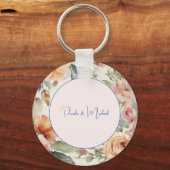 Huwelijk Elegante Minimalistische Klassieke Bloeme Sleutelhanger (Voorkant)