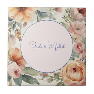 Huwelijk Elegante Minimalistische Klassieke Bloeme Tegeltje