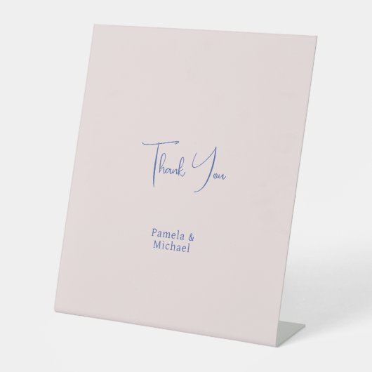 Huwelijk Elegante Minimalistische Klassieke Dank u Reclamebord Met Voetstuk (Voorkant)