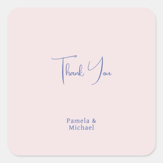 Huwelijk Elegante Minimalistische Klassieke Dank u Vierkante Sticker (Voorkant)