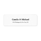 Huwelijk Elegante Minimalistische Witte Vlakte Etiket (Voorkant)