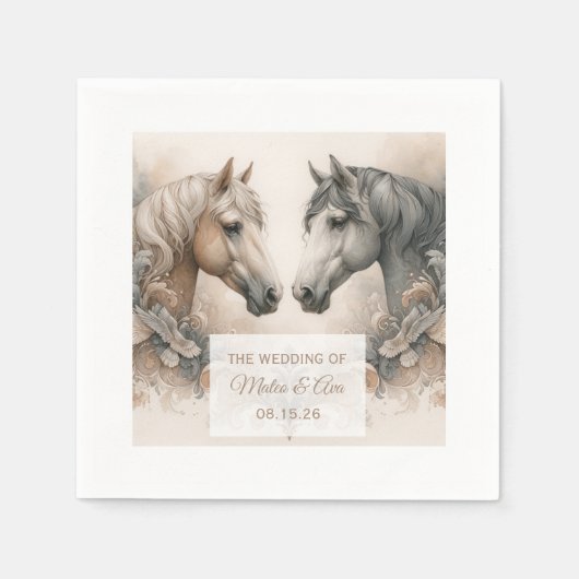 Huwelijk Elegante Paarden Servet (Voorkant)
