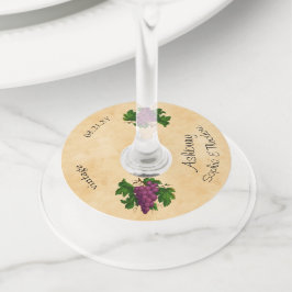 Huwelijk Elegante Purpe Druiven | Aangepaste naam Wijnglaslabel