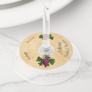 Huwelijk Elegante  Purpe Druiven   Aangepaste naam Wijnglaslabel