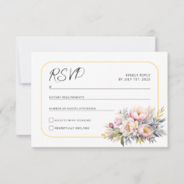 Huwelijk elegante roze pioenen RSVP Kaartje