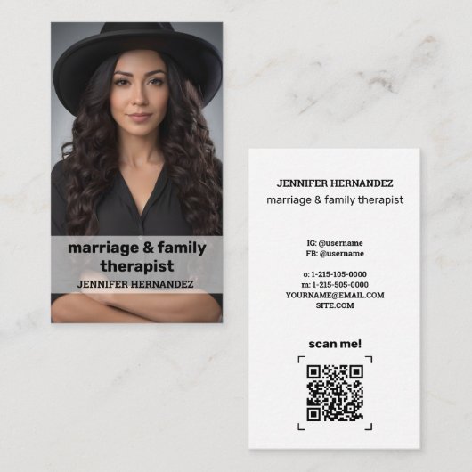 Huwelijk en familie therapeut aangepaste QR Visitekaartje (Voorkant / Achterkant)