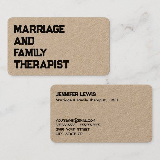 Huwelijk en gezinstherapeut visitekaartje (Voorkant / Achterkant)