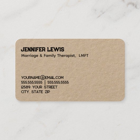 Huwelijk en gezinstherapeut visitekaartje (Achterkant)