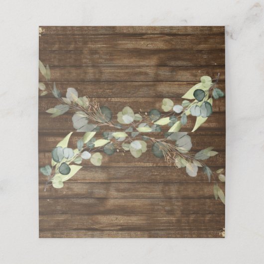 Huwelijk Eucalyptus Rustiek Hout Country Greenery Plaatskaartje (Buitenkant ongevouwen)