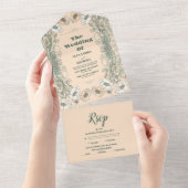 Huwelijk Floral Art Nouveau All In One Uitnodiging (Afscheurbaar)