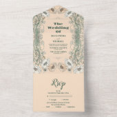Huwelijk Floral Art Nouveau All In One Uitnodiging (Binnen)