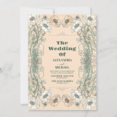 Huwelijk Floral Art Nouveau Kaart (Voorkant)