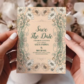 Huwelijk Floral Art Nouveau Save The Date