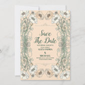Huwelijk Floral Art Nouveau Save The Date (Voorkant)