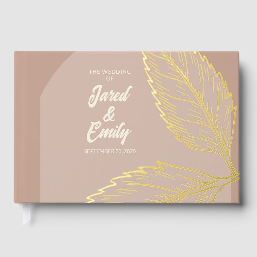 Huwelijk Folie Soft Mocha Brown Guest Book Gastenboek (Voorkant)