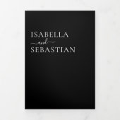 Huwelijk Formeel Zwart Alles in één set Drieluik Uitnodiging (Cover)