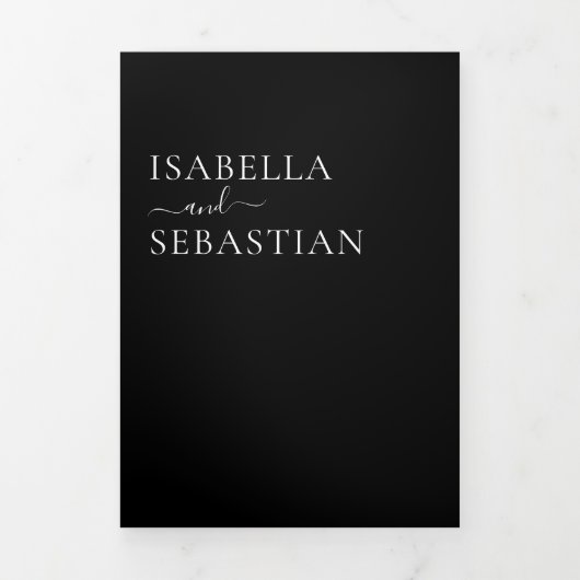Huwelijk Formeel Zwart Alles in één set Drieluik Uitnodiging (Cover)