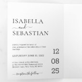 Huwelijk Formeel Zwart Alles in één set Drieluik Uitnodiging (Binnenzijde eerst)