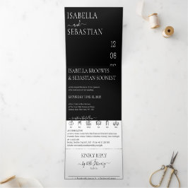 Huwelijk Formeel Zwart Alles in één set Drieluik Uitnodiging