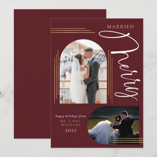 Huwelijk Foto Boog Frame  Feestdagenkaart (Voorkant / Achterkant)