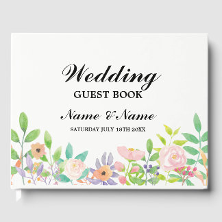 Huwelijk Gastboek Aquarel Bloemenontvangst Gastenboek