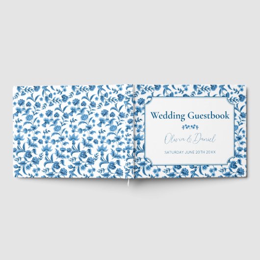 Huwelijk Gastboek Chintz Blauw & Wit Bloemen Gastenboek (Volledig)