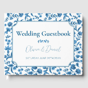 Huwelijk Gastboek Chintz Blauw & Wit Bloemen Gastenboek