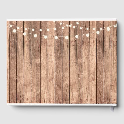 Huwelijk Gastboek Houten Burlap Rustieke Lichten R Gastenboek (Achterkant)