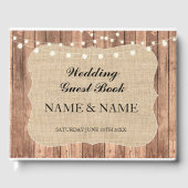 Huwelijk Gastboek Houten Burlap Rustieke Lichten R Gastenboek (Voorkant)