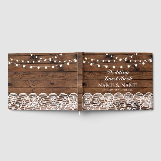 Huwelijk Gastboek Houten Kant Rustieke Lichten Gastenboek (Volledig)