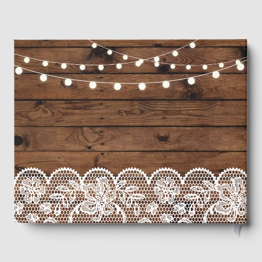 Huwelijk Gastboek Houten Kant Rustieke Lichten Gastenboek (Achterkant)