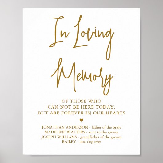 Huwelijk Gedenk Elegant Goud Ter liefdevolle Herin Poster (Voorkant)