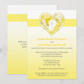 Huwelijk | Geel, wit | Ombre | Floral | Hart Kaart (Voorkant / Achterkant)