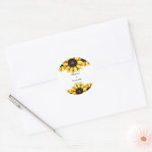 Huwelijk Geel Witte Zonnebloem Bloemen Ronde Sticker (Envelop)