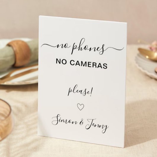 Huwelijk geen apparaten teken, geen telefoons, gee kaart