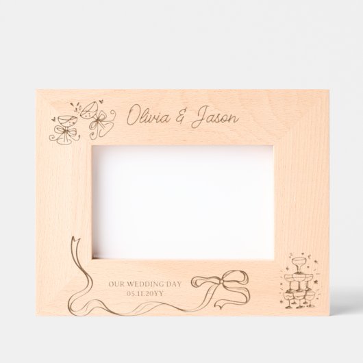 Huwelijk Gepersonaliseerde naam Bow champagne tore Gegraveerde Lijstjes (Voorkant)