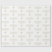 Huwelijk Gouden Harten Bruid en Bruidegom Namen, W Cadeaupapier (Vlak)