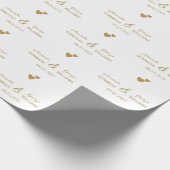 Huwelijk Gouden Harten Bruid en Bruidegom Namen, W Cadeaupapier (Hoek)