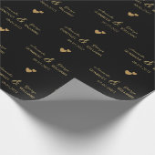 Huwelijk Gouden Harten Bruid en Bruidegom Namen, Z Cadeaupapier (Hoek)