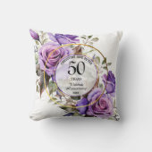 Huwelijk Gouden Lijst Paarse Rozen Jubileum Kussen (Voorkant)