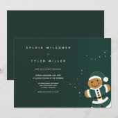 Huwelijk Groen Wit Gingerbread Santa Uitnodiging (Voorkant / Achterkant)