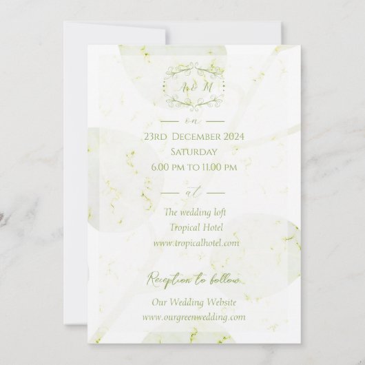 Huwelijk Groene Chic Uitnodiging (Achterkant)