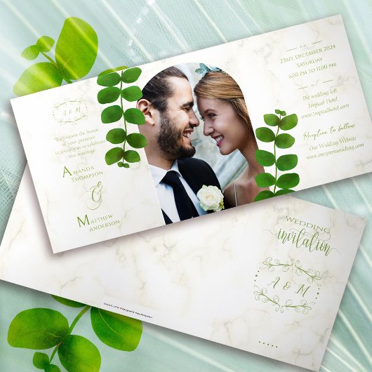 Huwelijk Groene Chic Uitnodiging