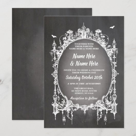 Huwelijk Halloween Horror Gothic Lijst Uitnodigen Kaart (Voorkant / Achterkant)