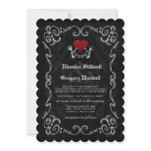Huwelijk Halloween Skeletten & Hart Uitnodiging