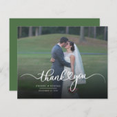 Huwelijk handgeschreven foto Dank u kaart (Voorkant / Achterkant)