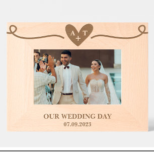 Huwelijk Hart Monogram Aangepaste Houten Lijsten Gegraveerde Lijstjes