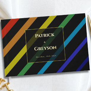 Huwelijk HBT mannen Elegante Regenboog Foto Goud Gastenboek