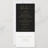 Huwelijk Heart Script Zwart en Goud All In One Kaart (Achterkant)