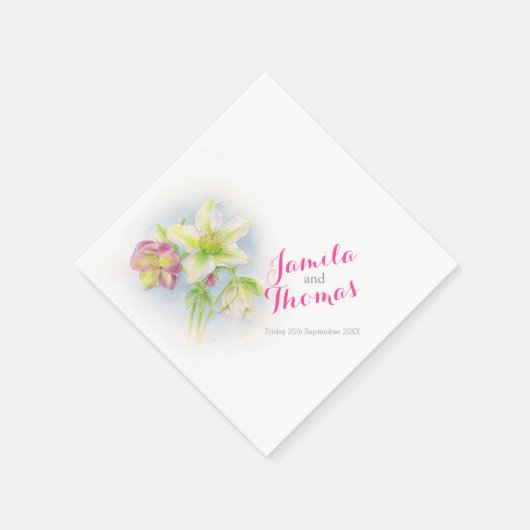Huwelijk Hellebores groen roze papieren servetten (Hoek)